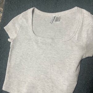 Divided Gray Fitted Short Sleeve Crop Top